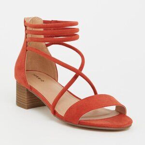 Strappy Orange/Rust Low Block Heel (WW) size 10.5
